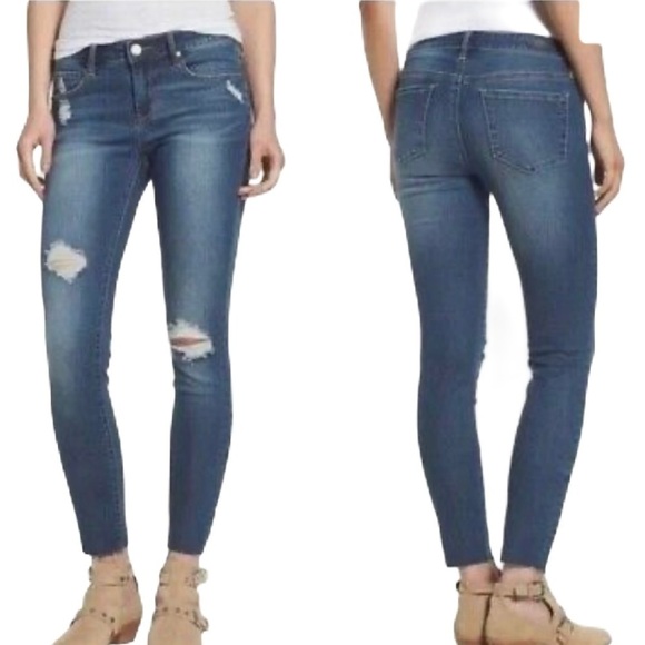 Sz25 Articles of Society Skinny Distressed Raw Hem Denim in Wood Wash VVGUC - Picture 1 of 14